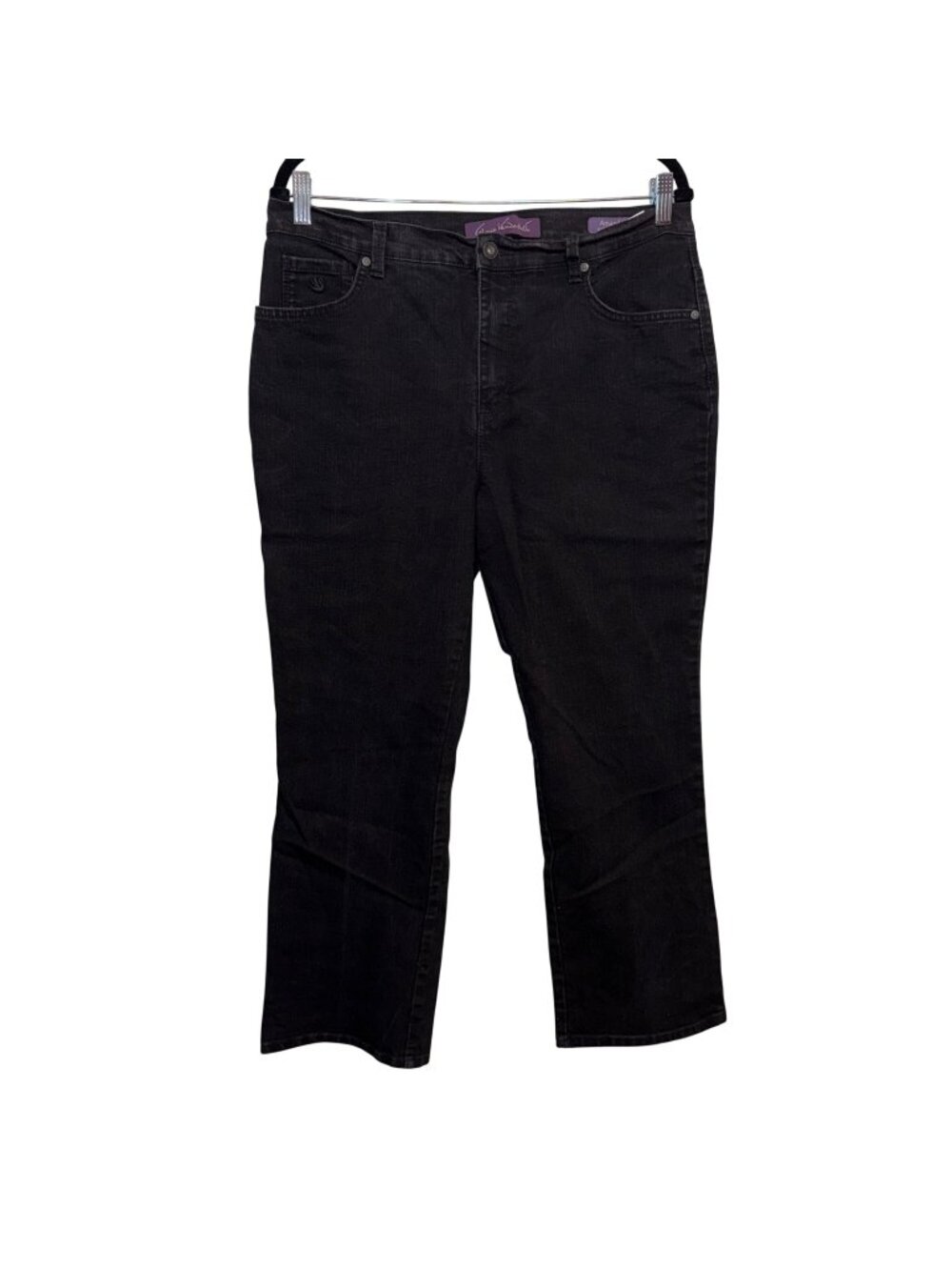 Gloria Vanderbilt Amanda Barely Boot Black Denim Jeans Size 14 Classic Fit Stret